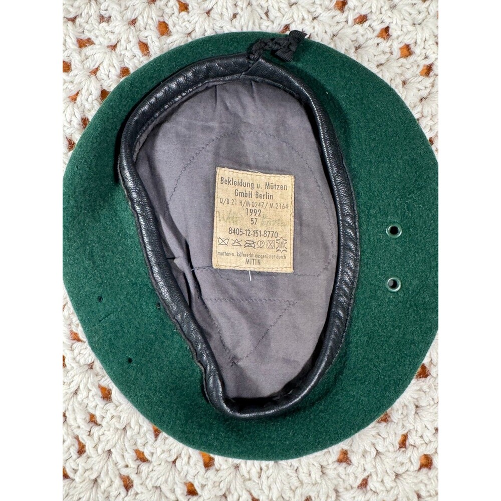 Vintage 1992 Authentic German Bundeswehr Green Beret Wool Military Hat Size 57